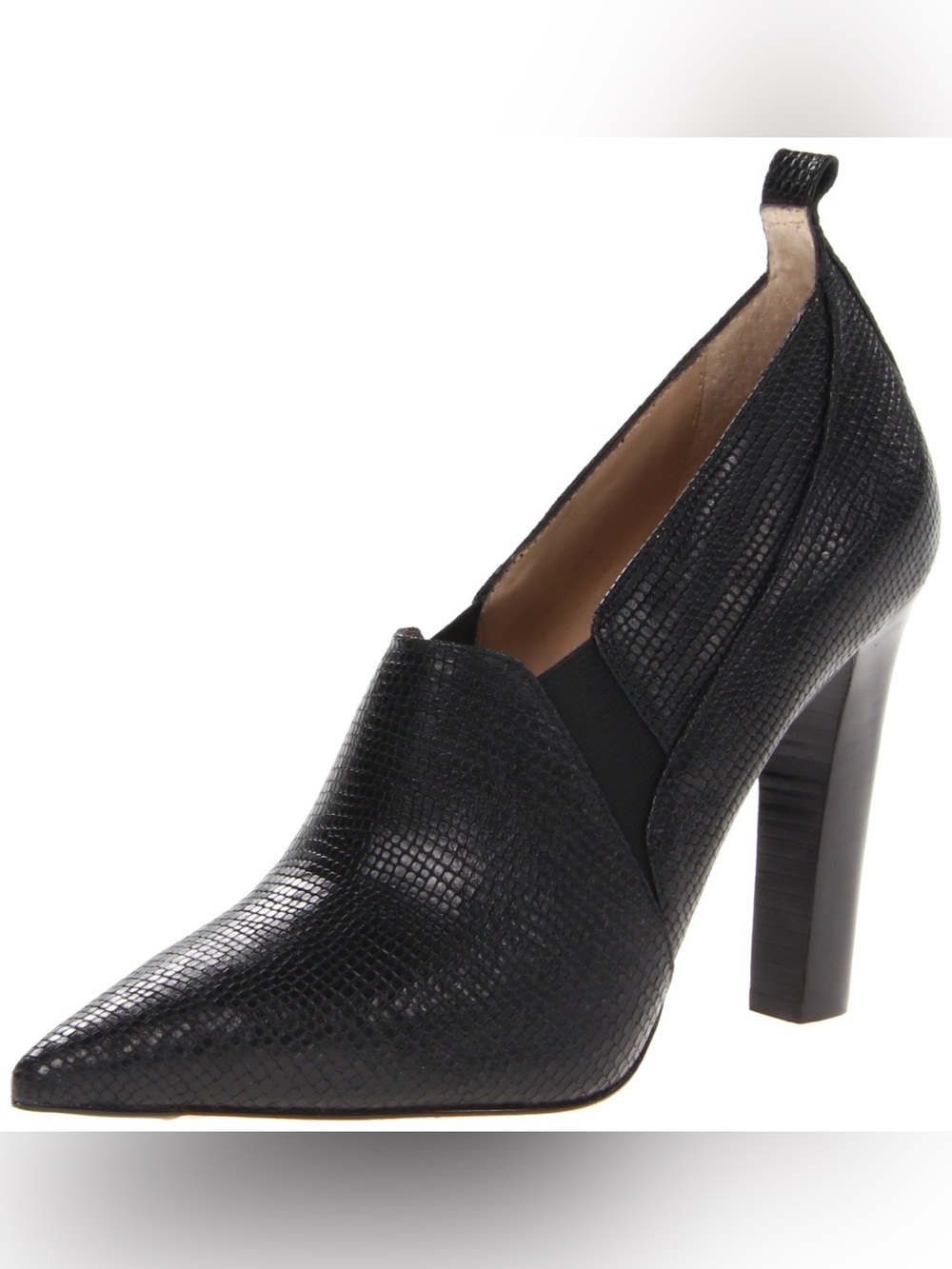 Elizabeth and James Black Textured Pointed Block-Heel Pump Heels Size 8